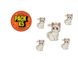 Dije Esmaltado Gatitos Blancos Dorados Grandes x 5 unidades